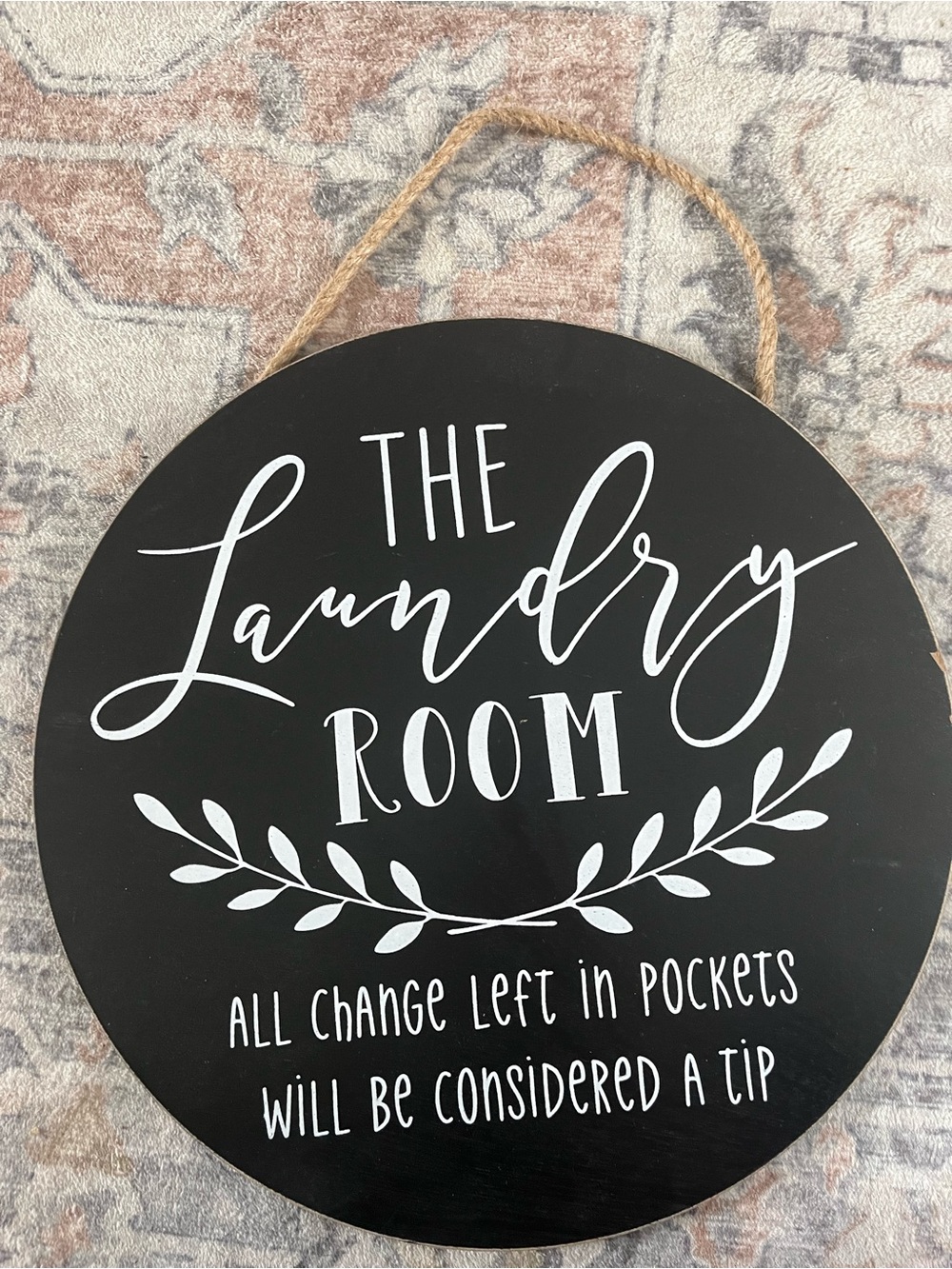Hobby Lobby Black and White 'The Laundry Room' Round Wall Sign
